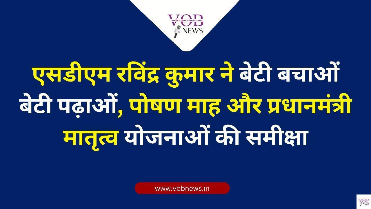 Read more about the article एसडीएम रविंद्र कुमार ने बेटी बचाओं बेटी पढ़ाओं, पोषण माह और प्रधानमंत्री मातृत्व योजनाओं की समीक्षा